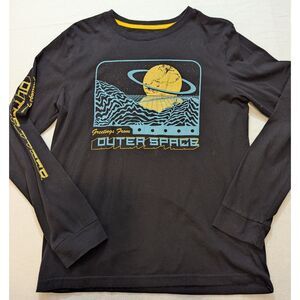 Sonoma Kids Outer Space Long Sleeve T Shirt XL Black Graphic Tee